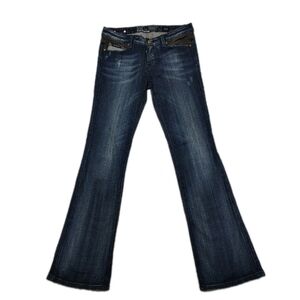 Vintage Y2K ReRock For Express Boot Cut Jeans Ladies 28 Low Rise Distressed
